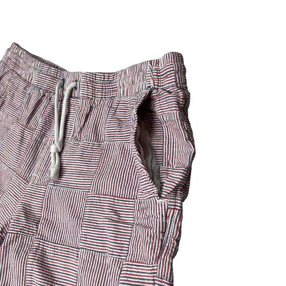 Island Republic Shorts Mens Medium Red White Blue Elastic Waist Casual Striped - Picture 4 of 12